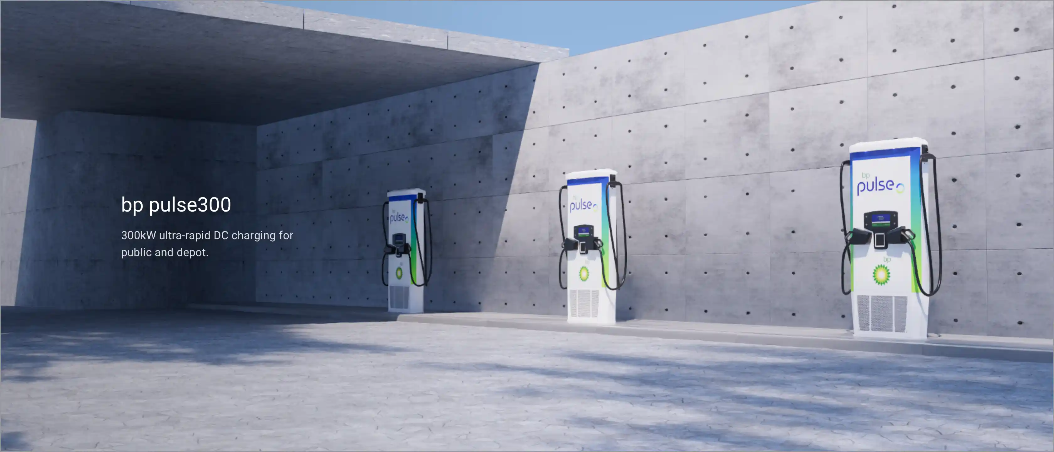 Concrete architectural scene with Energy company charger chargers