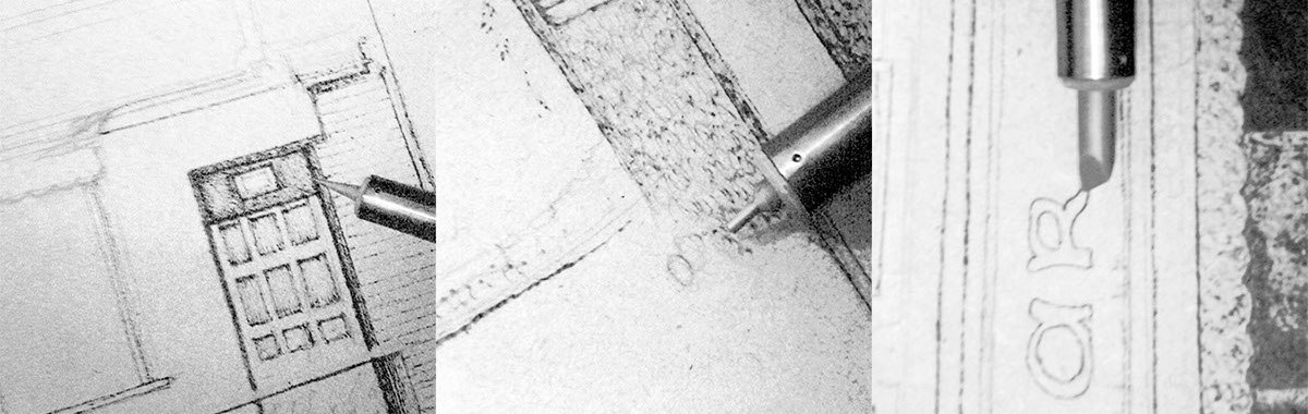Making-of photograph for the Flannery pyrography artwork