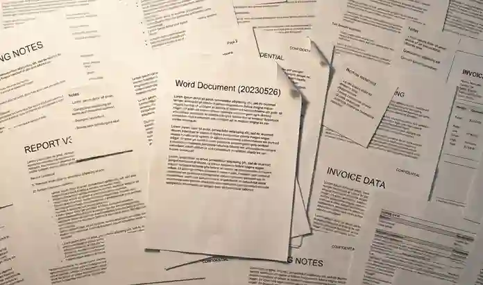 Initial interactive newsletter document printouts used to define structure and hierarchy