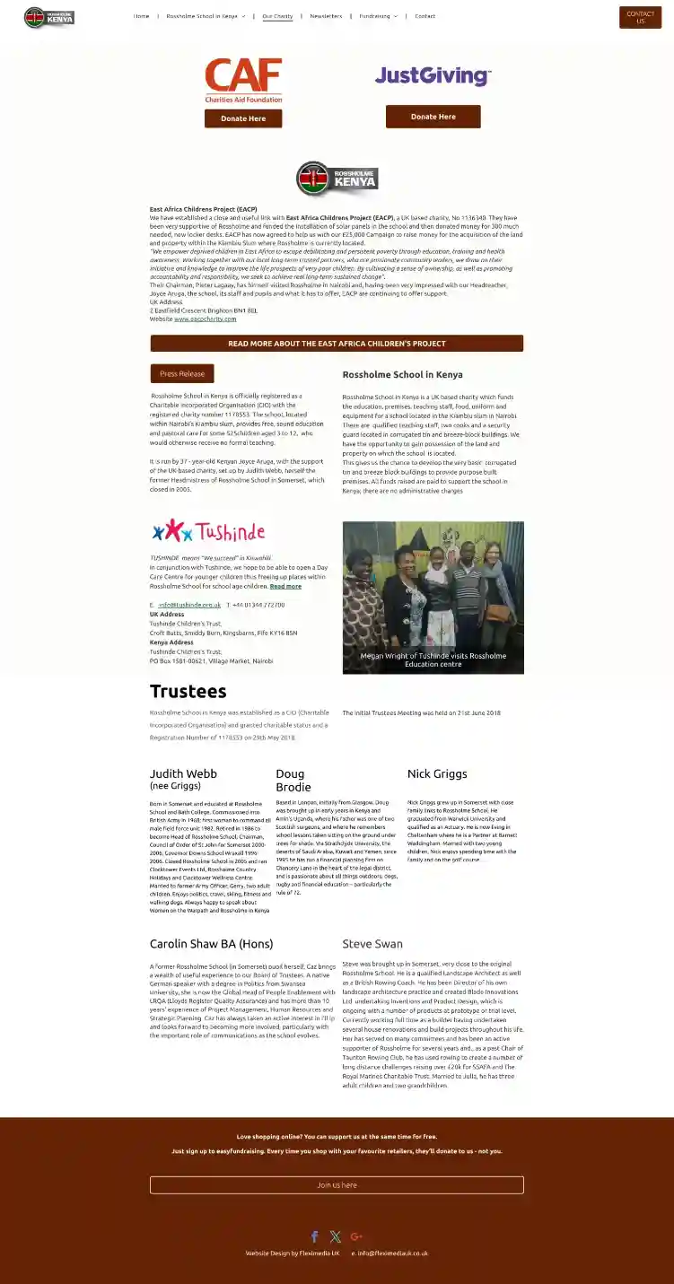 Old RossHolme charity page before redesign