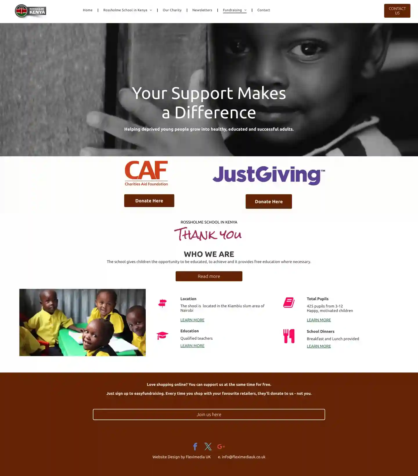 Old RossHolme donate page before redesign