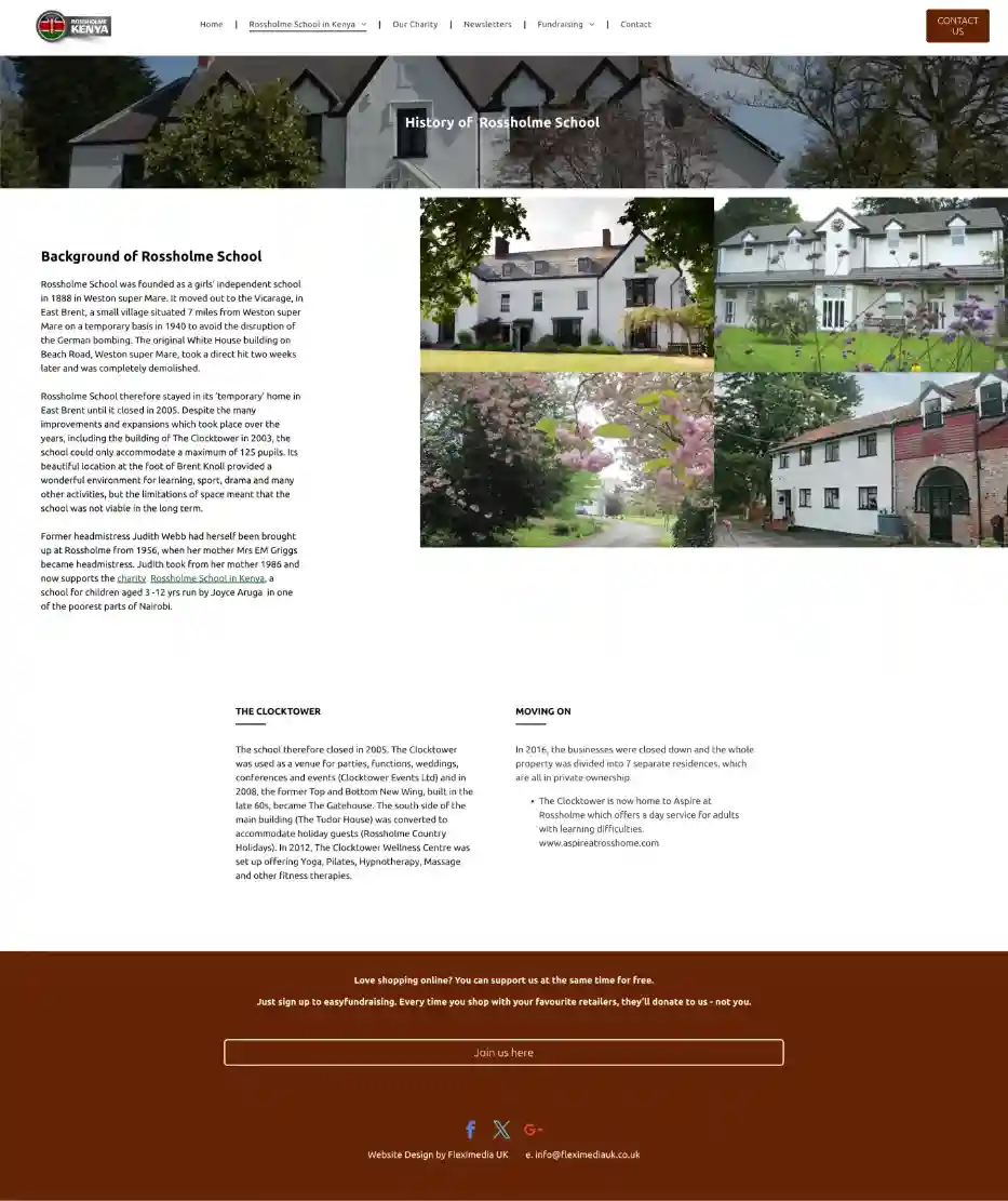 Old RossHolme school page before redesign