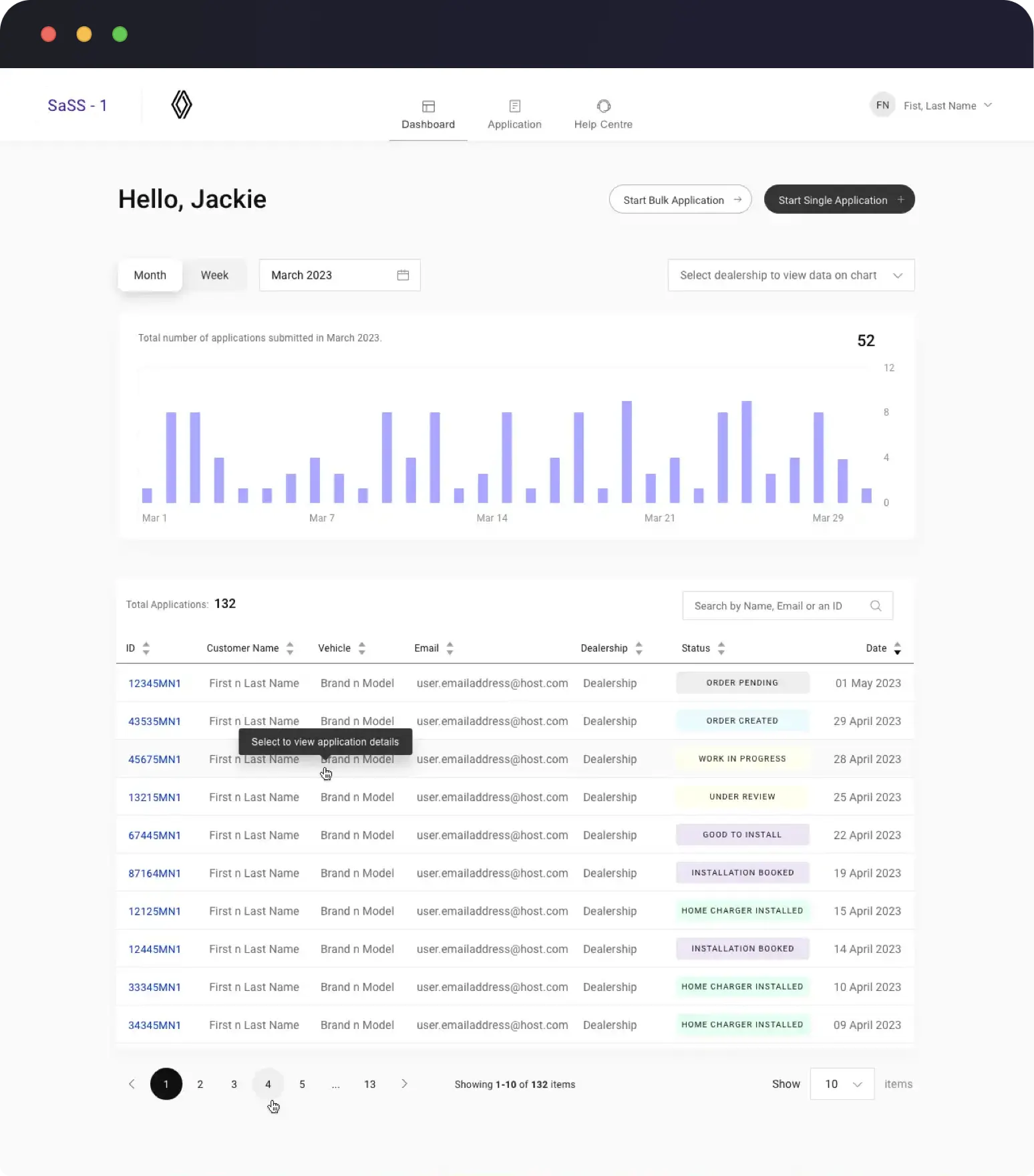 SaSS platform redesign outcome screen 1