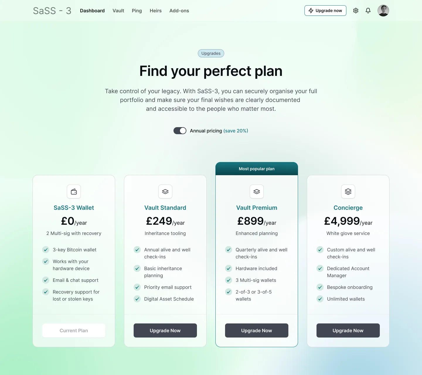 Redesigned SaSS-3 pricing section